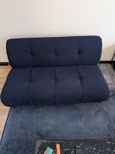 ジモティ来店特価!!!　2人掛けソファー　布　ブルー　　J-0316 ジモティ来店特価!!! 2人掛けソファー 布 ブルー J-0316