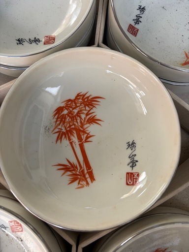 三浦竹軒 造　御本五清図　菓子皿10枚揃 ／ 煎茶道具 お茶道具 三浦竹軒 造御本五清図菓子皿10枚揃 ／ 煎茶道具 お茶道具 (ほまれです