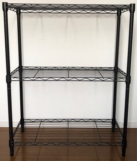 【中古】スチールラック×3個 スチールラック3段ブラック (テラ) 新町の収納家具《スチールラック