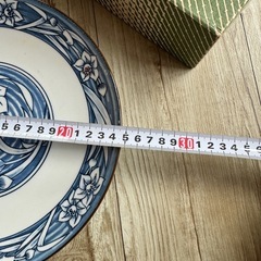 【萬古焼】水仙柄 大皿＆深鉢セット（計2枚）箱入りの画像