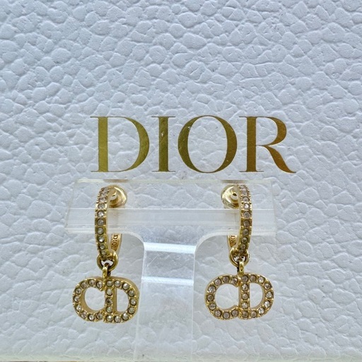 ☆ドリーム荒牧店☆　DIOR ラインストーン ピアス ゴールド　
