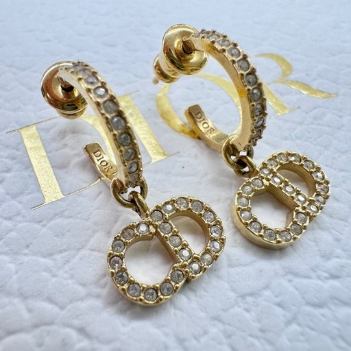 ☆ドリーム荒牧店☆　DIOR ラインストーン ピアス ゴールド　