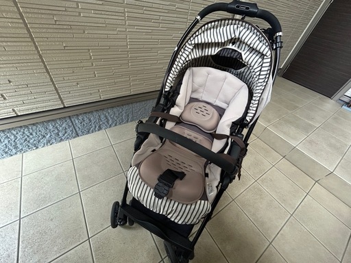 コンビ スゴカルα 4キャス compact エッグショック HT（ストライプベージュ）＋レインカバーセット