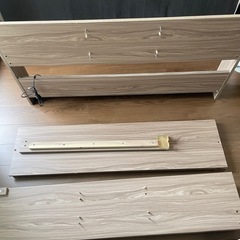 【美品】収納付ダブルベッド＋高密度マットレス セット（ライトグレー）の画像