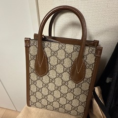 GUCCI グッチ GGスプリーム ミニトートバッグ ハンドバッグ ブラウンの画像
