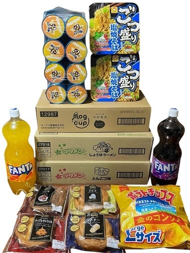 Aお菓子食品カップ麺炭酸飲料ドリンク詰め合わせセット (たけのこ