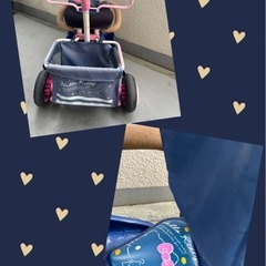 ハローキティ  三輪車　ベビーカー　手押し車　麦わら帽子セットの画像
