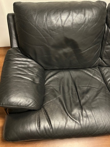 〈値下げしました〉　【大塚家具】高級本革カウチソファ（ブラック）