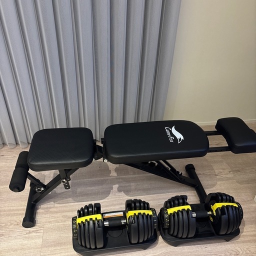 可変式ダンベル 24kg×2個 ＆ インクラインベンチ セット Amazon | GOGOJUMP 調節可能ダンベル24kg×2個セット + インクライン