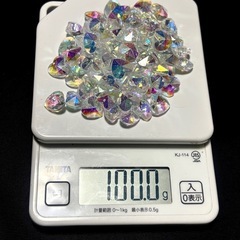 【大容量 オーロラ ハート クリスタル ガラスパーツ まとめ売り 約100g】の画像