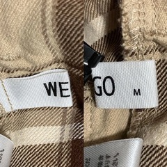 WEGO チェック柄 シェフパンツ ウエストゴム ベージュ Ｍの画像
