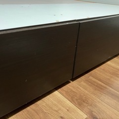 ダブルベッド 収納付き（引き出し2杯）コンセント付き｜ダークブラウン｜分解済みの画像