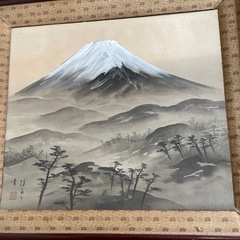 富士山と富士に天女？(額一枚に絵二枚）の画像