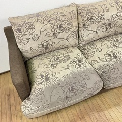 ★激安★ 花柄 2人掛け ソファ 2.5人掛け ワイド 茶 ブラウン おしゃれ 格安 アームソファ 肘置きの画像