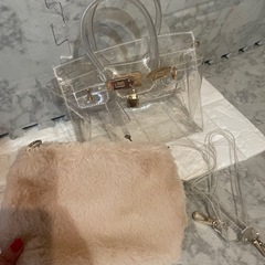 🌸バーキン型のクリアバック(紐とポーチ付き)♡の画像