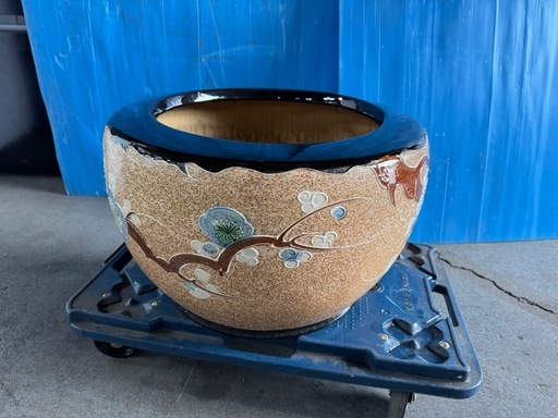 陶器製 火鉢 植木鉢 メダカ鉢 睡蓮鉢 和風 レトロ アンティーク
