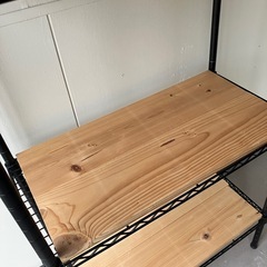 「決定済み」ワイヤーラック　木板付き　棚の画像