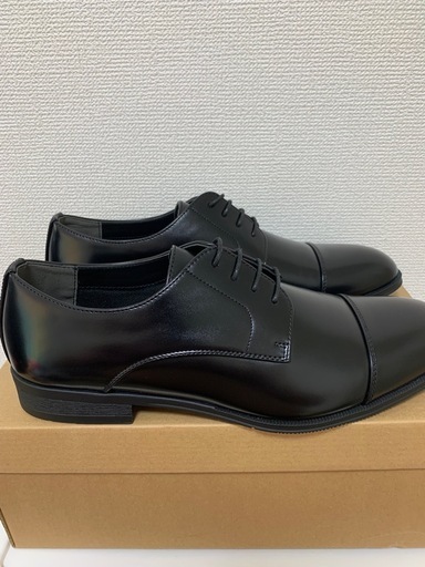 新品 黒ビジネスシューズ 27.5cm ストレートチップ メンズ 本革 ビジネスシューズ ドレスシューズ ストレートチップ 
