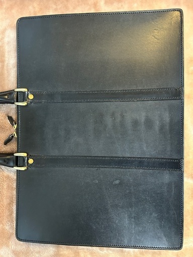 万双ブライドル天ファスナービジネスバッグ ビジネスバック ブリーフケース書類鞄bagかばんカバンblackブラック　黒色ブライドルレザ