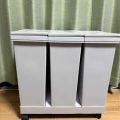 3分別ゴミ箱 キャスター　付き フタ付き ホワイト 
の画像
