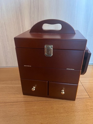 ★ 古家具 昭和レトロ チェスト ミラー 扉 付 ジュエリーボックス 引き出し アンティーク ミラー付チェスト4段 完成品 天然木 高級 マホガニー
