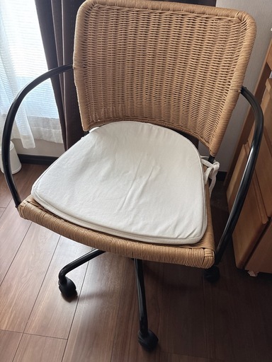 u.  IKEA GREGOR ラタン製 デスクチェア 廃盤レア商品　回転椅子　昇降