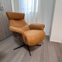 【値下】美品 リクライニングチェア オットマン付 スウェード調の画像
