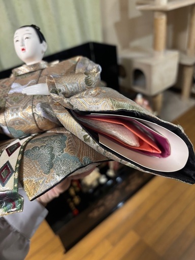 高級 雛人形 三段飾り フルセット 桜蒔絵 ぼんぼり点灯 状態良好