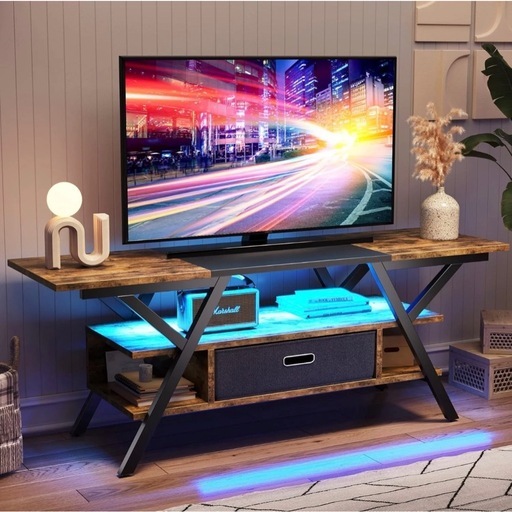 【?買取市場 柴田店】 I378 ? Bestier LED付きテレビボード テレビ台 ⭐ クリーニング済