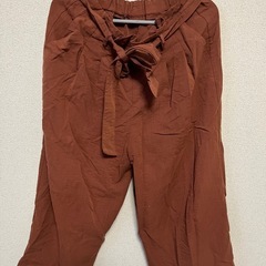 THE SHOP TK ワイドパンツ ブラウン Lサイズ ウエストゴムの画像