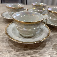 決定済　新品未使用品　コーヒーカップ5客・シュガー入れセット　ラスター仕上げの画像