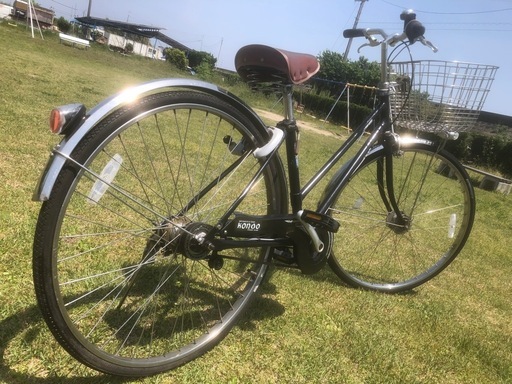 即乗り可能◆整備済◆27インチ 5段変速　ママチャリ シティサイクル　パナソニック 黒 自転車 タイヤ溝良好 通学