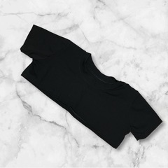 【新品】レディース 半袖 カットソー ショート丈 サイズフリー Tシャツ 黒 ブラック へそ出し トップスの画像