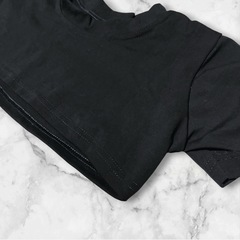 【新品】レディース 半袖 カットソー ショート丈 サイズフリー Tシャツ 黒 ブラック へそ出し トップスの画像