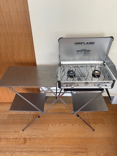 ユニフレーム（UNIFLAME）ツインバーナー＋キッチンスタンドセット　キャンプ用防災用