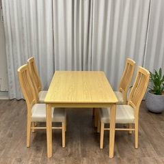 KE-7【新入荷　リサイクル品】ニトリ　インテール2 135LBR ダイニング5点セット　ナチュラルの画像