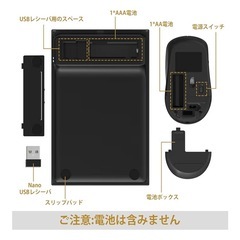 ワイヤレスキーボード テンキー マウス セット USBレシーバー付 ブラックの画像