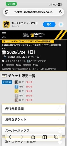 野球チケット