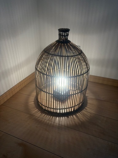 竹籠　フロアランプ