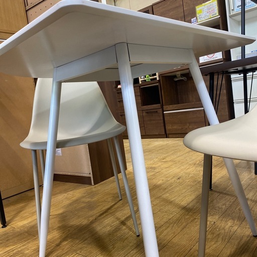 ⭐️オシャレ⭐️LOWYA 3点ダイニングセット ホピニオンテーブル シェルチェアデザイン 壁掛け半楕円形 カフェ風 No.3120 KE_3