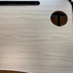 折りたたみローテーブル ドリンクホルダー付き ノートPC/ベッドテーブルの画像