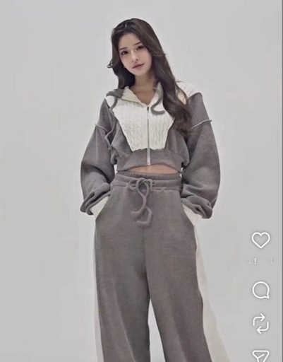 RANDY】ケーブルニット セットアップ グレー (スズ) 新旭川の服