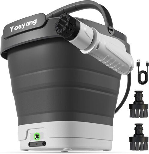 高圧洗浄機 コードレス 折り畳み式 コンパクト12Lバケツ 収納高さ10cm USB Type-C充電 35分連続使用 PSE認証済み