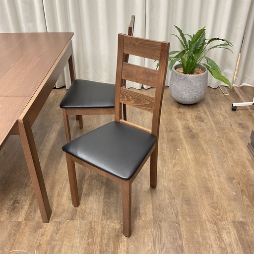 KE-15【新入荷　リサイクル品】伸張式テーブル　ダイニング5点セット　ブラウン