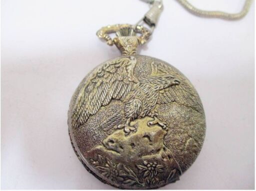 【稼働品】EXCELLENT 精工舎風 彫刻 懐中時計 手巻き 鷲 鷹 ローマ数字 花柄 アンティーク調 エクセレント　ヴィンテージ　