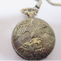 【稼働品】EXCELLENT 精工舎風 彫刻 懐中時計 手巻き 鷲 鷹 ローマ数字 花柄 アンティーク調 エクセレント　ヴィンテージ　レトロ　1313ZSの画像