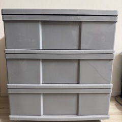 3段収納ケース グレー キャスター付きの画像