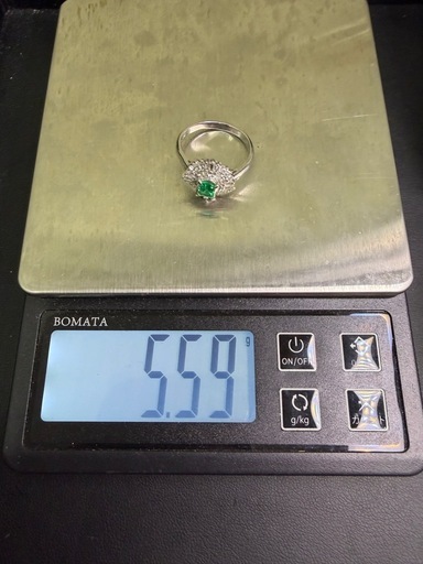 エメラルド 0.48ct ダイヤ 0.62ct Pt900 鑑別書付 5.5g