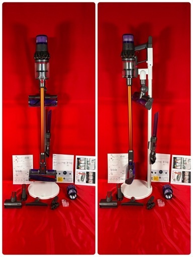 ダイソン③SV14V11absolute仕様　純正フロアドック　２タイプヘッド装備　新品オレンジパイプ　LEDノズル 補強トリガー