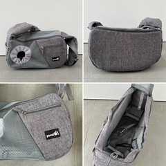 【未使用】pecute ぺキュート ペット用キャリーバッグ グレー おしゃれ 小型犬用ショルダーバッグ ドッグスリング メッシュの画像